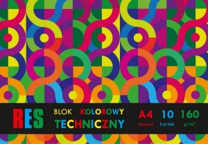 BLOK TECHNICZNY A4 szkolny 10 kartek KOLOROWY mix