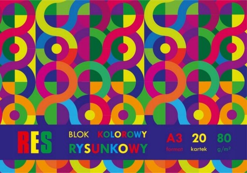 BLOK RYSUNKOWY A3 szkolny 20 kartek KOLOROWY mix