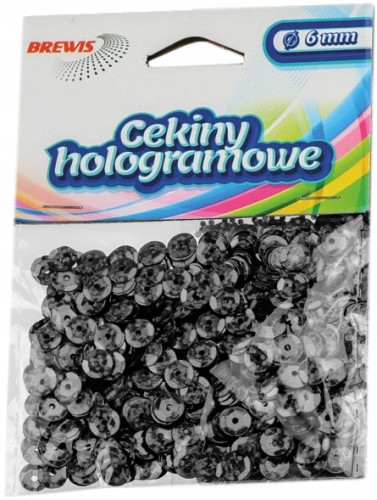 CEKINY HOLOGRAMOWE ozdobne kreatywne 6mm CZARNE