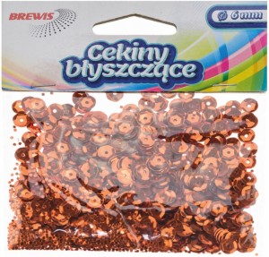 CEKINY BŁYSZCZĄCE ozdobne kreatywne 6mm miedziane