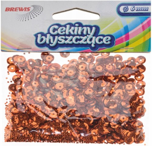 CEKINY BŁYSZCZĄCE ozdobne kreatywne 6mm miedziane