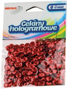 CEKINY HOLOGRAMOWE ozdobne 8mm 10g CZERWONE