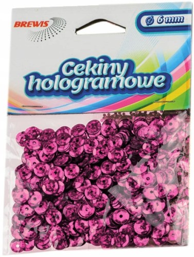 CEKINY HOLOGRAMOWE ozdobne 8mm 10g RÓŻOWE