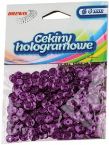 CEKINY HOLOGRAMOWE ozdobne 8mm 10g FIOLETOWE