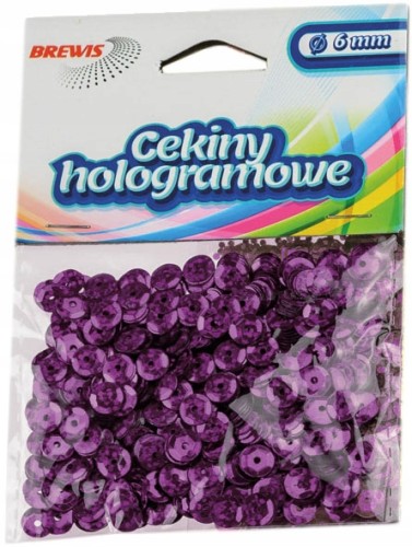 CEKINY HOLOGRAMOWE ozdobne 8mm 10g FIOLETOWE