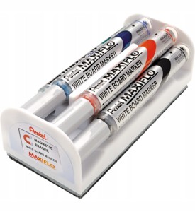 PENTEL Maxiflo MARKERY do tablic x4 + GĄBKA zestaw
