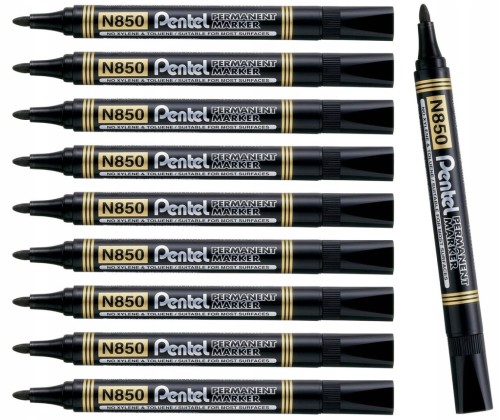 Marker Permanentny PENTEL N850 okrągła końcówka CZARNY - ZESTAW