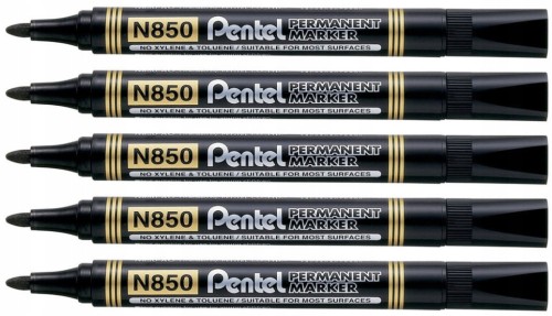 Marker Permanentny PENTEL N850 okrągła końcówka CZARNY - ZESTAW