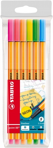 CIENKOPISY STABILO Point NEONOWE etui 6 szt.