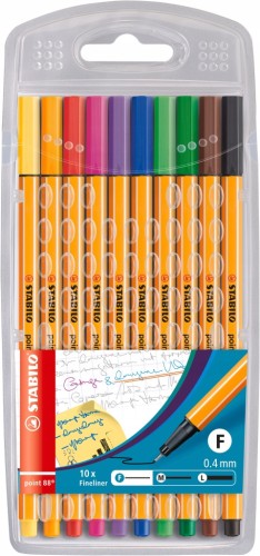 CIENKOPISY KREŚLARSKIE Stabilo Point 0,4mm etui - 10 sztuk