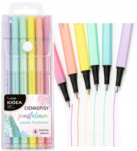 CIENKOPISY PASTELOWE Kidea pisaki pastel 6 kolorów