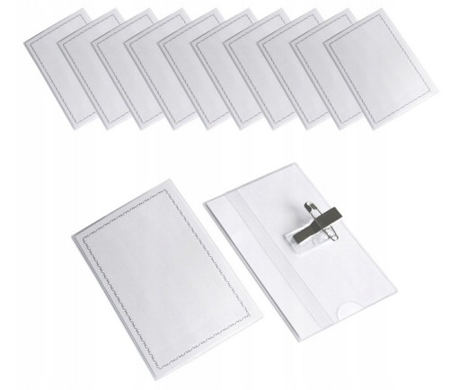 Identyfikator Osobowy z klipsem i agrafką HOLDER 57mm x 90mm - 10 Sztuk
