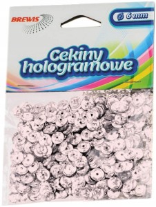 CEKINY HOLOGRAMOWE ozdobne kreatywne 6mm SREBRNE