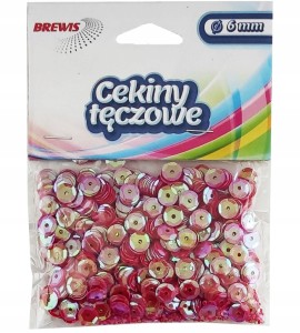 CEKINY TĘCZOWE ozdobne kreatywne 6mm CZERWONE