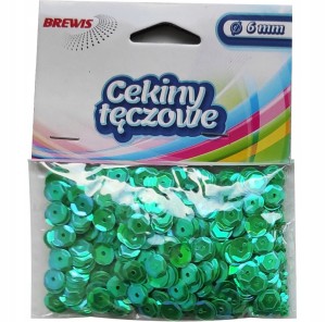 CEKINY TĘCZOWE ozdobne kreatywne 6mm C.ZIELONE