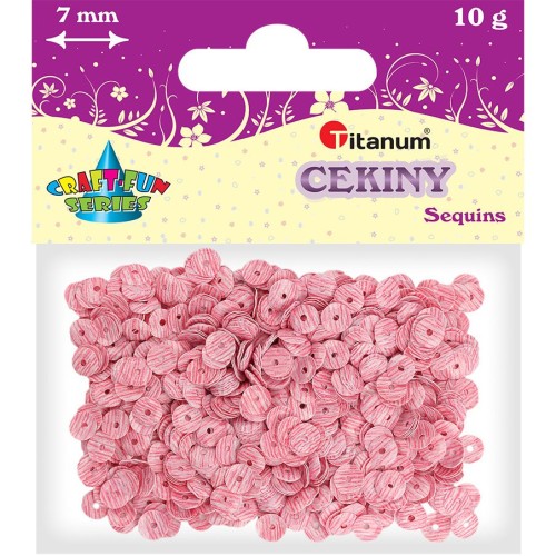 CEKINY MATOWE ozdobne 7mm okrągłe 10g BIAŁO-RÓZOWE PASKI