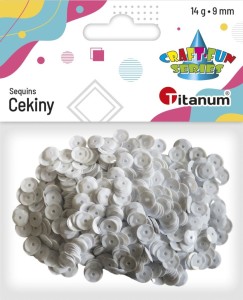 CEKINY PASTELOWE ozdobne 9mm okrągłe 14g BIAŁE