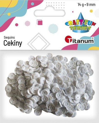 CEKINY PASTELOWE ozdobne 9mm okrągłe 14g BIAŁE