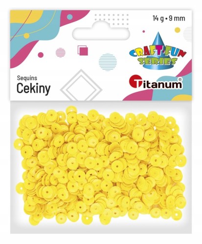 CEKINY PASTELOWE ozdobne 9mm okrągłe 14g ŻÓŁTE