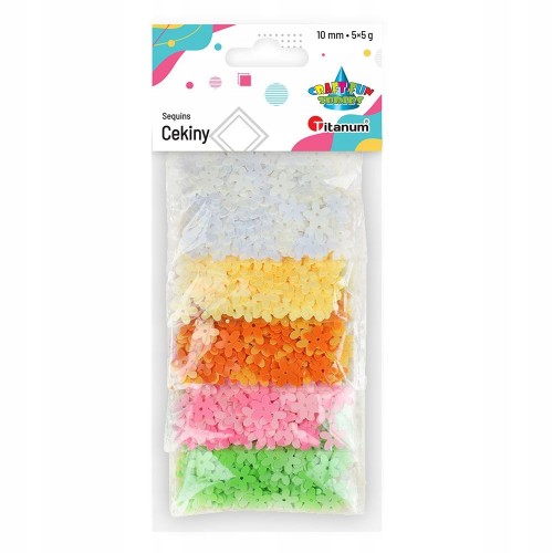 CEKINY PASTELOWE ozdobne 10mm KWIATKI opk.5 kolor mix