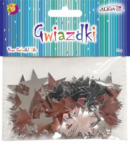 KONFETTI DUŻE GWIAZDKI cekiny SREBRNE 12g