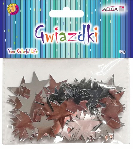 KONFETTI DUŻE GWIAZDKI cekiny SREBRNE 12g