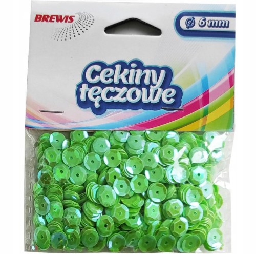 CEKINY TĘCZOWE opalizujące 8mm 10g J.ZIELONE