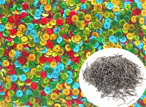 Zestaw do dekoracji - Cekiny Hologram 6mm mix 20g + Szpilki do cekinów 50g