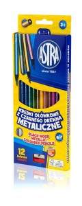 KREDKI ASTRA ołówkowe okrągłe 12 kol METALICZNE
