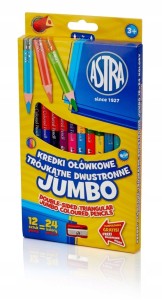 KREDKI ołówkowe ASTRA JUMBO dwustronne 12/24 kol