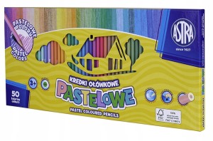 KREDKI ołówkowe Astra PASTELOWE duże 50 kolorów