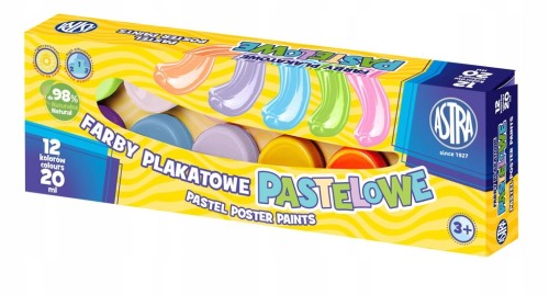 FARBY PLAKATOWE ASTRA 20ml 12 kolorów PASTELOWE