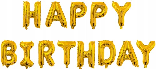BALONY foliowe HAPPY BIRTHDAY metaliczne ZŁOTE