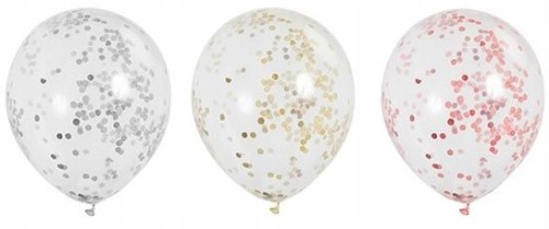 BALONY z KONFETTI Aliga TRANSPARENTNE 5szt mix