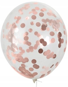 BALONY z KONFETTI Aliga TRANSPARENT 5szt czerwone