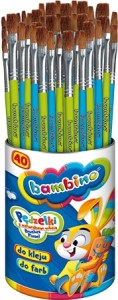 PĘDZELKI do farb kleju BAMBINO mix 40szt. w kubku