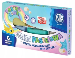 MODELINA Astra 6 kolorów PASTELOWA Z BROKATEM