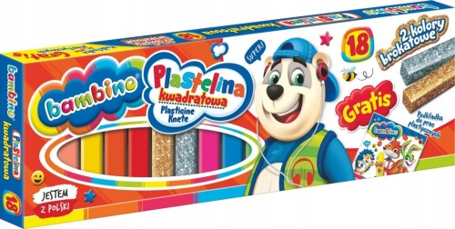 PLASTELINA KWADRATOWA Bambino 18 kol. / 2x brokat