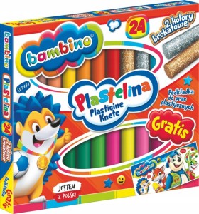 PLASTELINA Bambino OKRĄGŁA 2x brokatowa 24 kolory