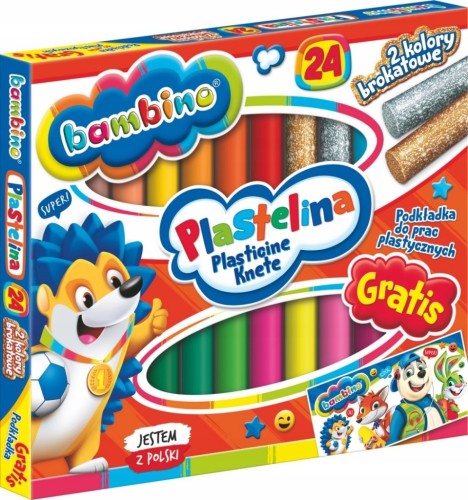 PLASTELINA Bambino OKRĄGŁA 2x brokatowa 24 kolory