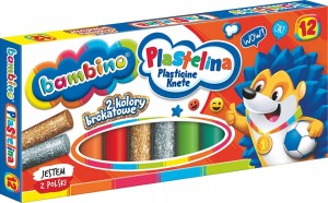 PLASTELINA Bambino OKRĄGŁA 2x brokatowa 12 kolorów