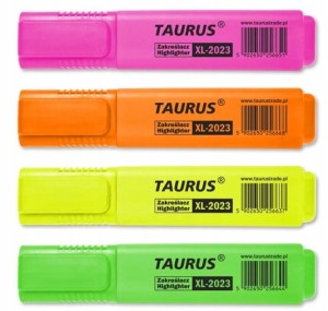 ZAKREŚLACZE Taurus NEONOWE - komplet 4 kolorów