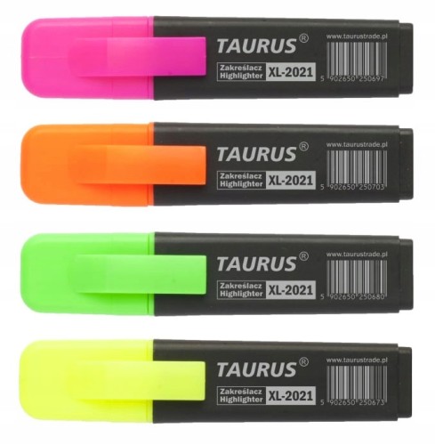 ZAKREŚLACZE Taurus NEONOWE - komplet 4 kolory