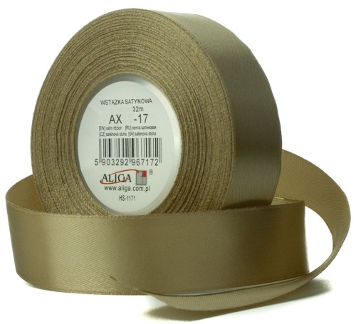 WSTĄŻKA SATYNOWA tasiemka atłas 25mm 32m CAPPUCCIN