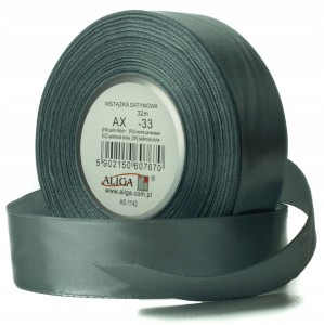 WSTĄŻKA SATYNOWA tasiemka atłas 25mm 32m SREBRNA