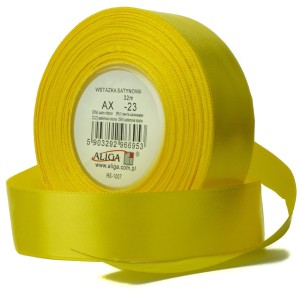 WSTĄŻKA SATYNOWA tasiemka atłas 12mm 32m CYTRYNA