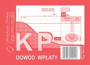 DRUK KP dowód wpłaty Michalczyk i Prokop A6 401-5 80k
