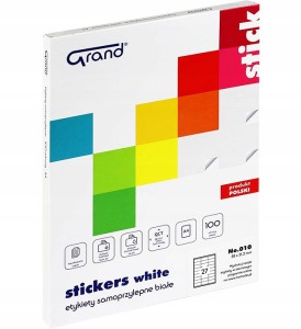 ETYKIETY SAMOPRZYLEPNE A4 100ark 70x32mm 2700szt