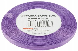 WSTĄŻKA SATYNOWA tasiemka atłas 6mm 32m J.FIOLET