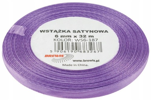 WSTĄŻKA SATYNOWA tasiemka atłas 6mm 32m J.FIOLET